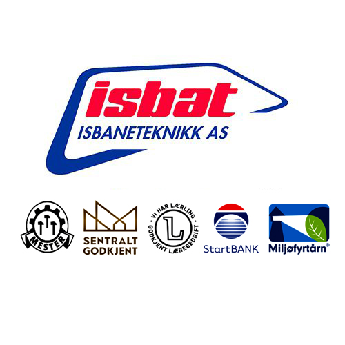 Isbaneteknikk AS — logo med sentrale godkjenninger og fagmerker