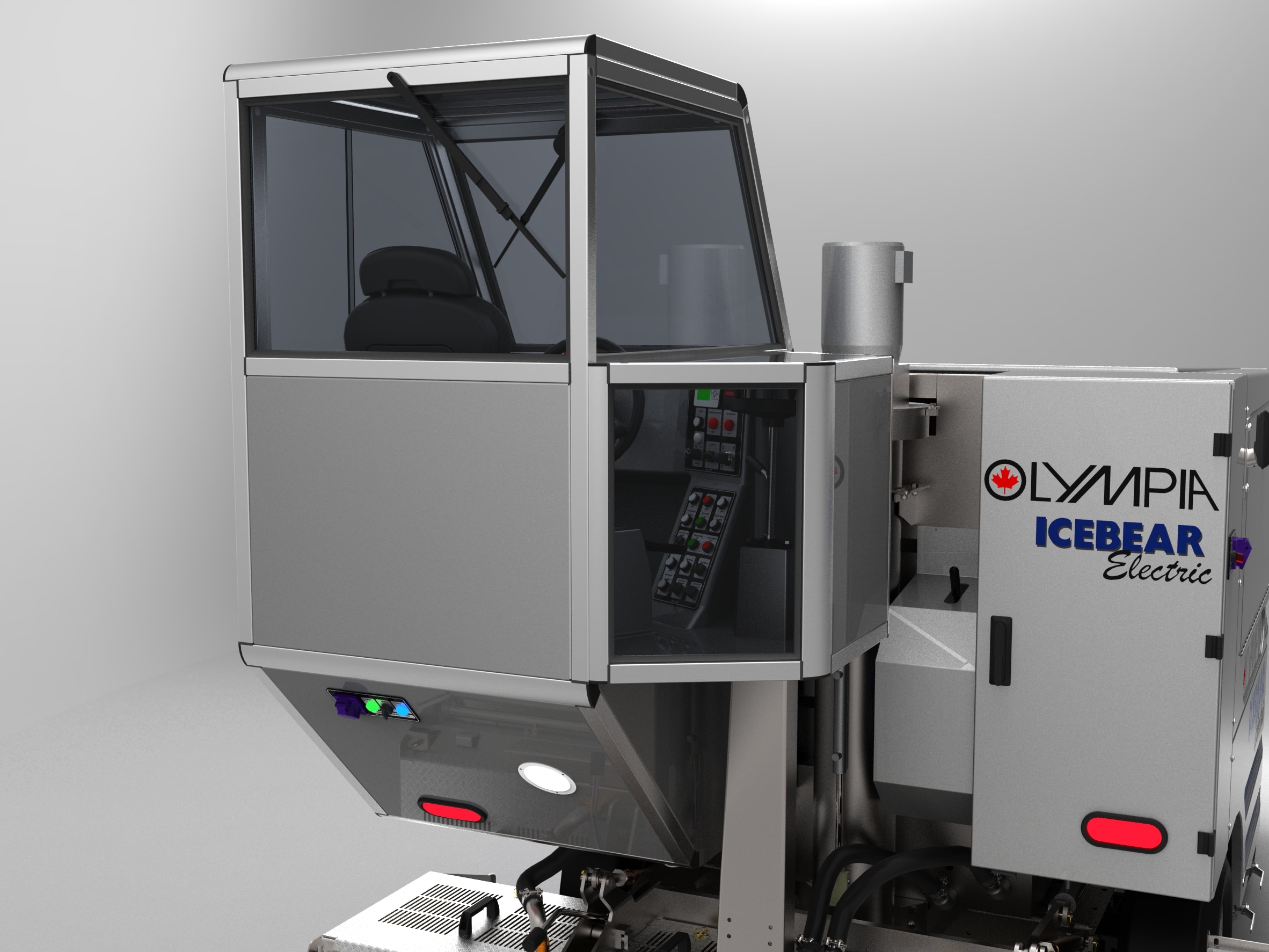 Tekniker utfører planlagt vedlikehold inne i ismaskinens førerkabine og kontrollsystemer