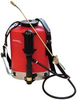 Rød ryggmontert sprøyte for linjemaling og detaljarbeid på isflater